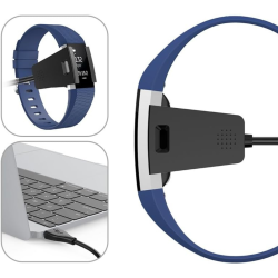 Cargador compatible con FITBIT CHARGE 2 ⋆ Cable USB de repuesto ⋆ Soporte portátil de carga ⋆ Negro