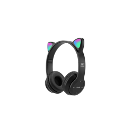 Auriculares bluetooth 5.0 cascos inalámbricos luces LED Orejas de gato P47M Azul oscuro