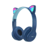 Auriculares bluetooth 5.0 cascos inalámbricos luces LED Orejas de gato P47M Azul oscuro