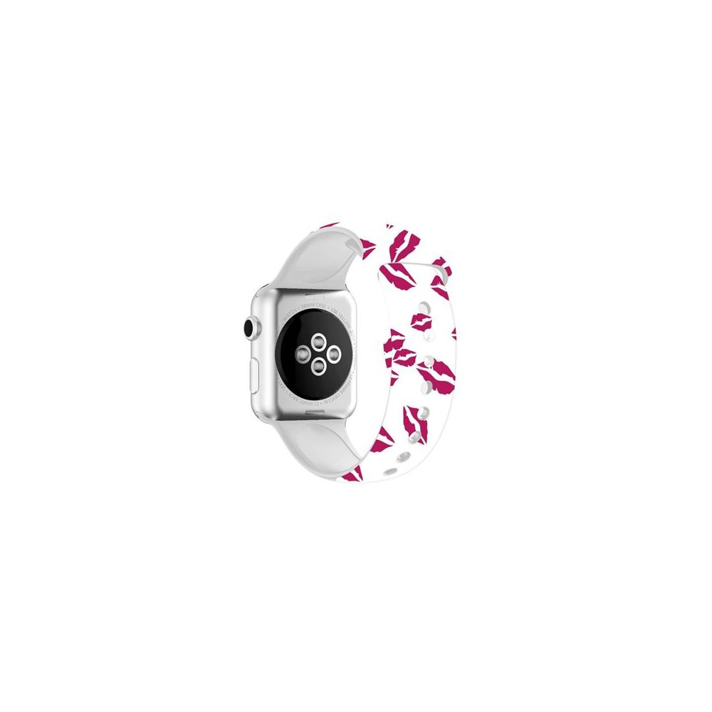Correa compatible con APPLE WATCH 42 / 44 / 45 / 49 mm ⋆ Silicona besos blanca fucsia ⋆ Envío desde España