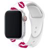 Correa compatible con APPLE WATCH 42 / 44 / 45 / 49 mm ⋆ Silicona besos blanca fucsia ⋆ Envío desde España