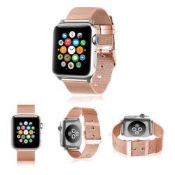 Correa compatible con APPLE WATCH Series 1 / 2 / 3 / 4 / 5 / 6 / 7 / 8 / 9 / SE (38 / 40 / 41 mm) ⋆ Metálica hebilla oro rosa