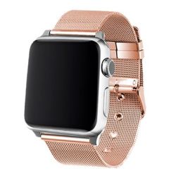 Correa compatible con APPLE WATCH Series 1 / 2 / 3 / 4 / 5 / 6 / 7 / 8 / 9 / SE (38 / 40 / 41 mm) ⋆ Metálica hebilla oro rosa