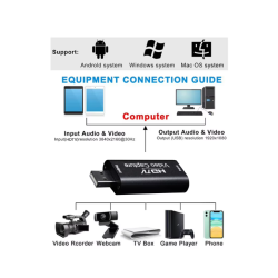 Capturadora HDMI 4K 3D a USB ⋆ Tarjeta de vídeo y audio HD 1080p ⋆ Streaming y grabación ⋆ Envío desde España