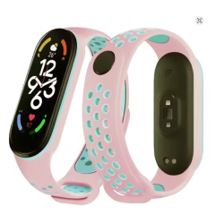 Correa compatible con XIAOMI MI BAND 5 / 6 / AMAZFIT BAND 5 ⋆ SPORT azul marino y blanco Silicona ⋆ Envío desde España