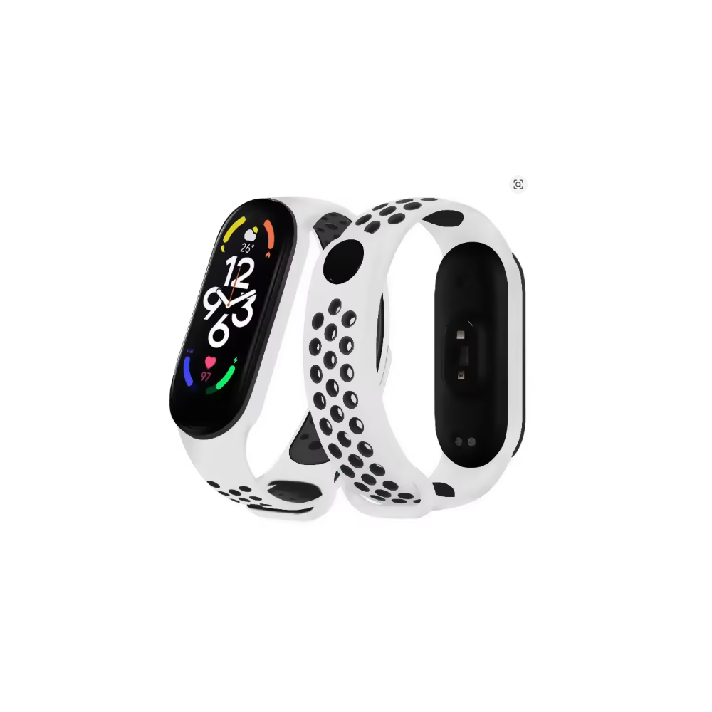 Correa compatible con XIAOMI MI BAND 5 / 6 / AMAZFIT BAND 5 ⋆ SPORT blanca y negra Silicona ⋆ Envío desde España