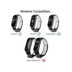 Correa compatible con XIAOMI MI BAND 5 / 6 / AMAZFIT BAND 5 ⋆ SPORT rosa claro y verde turquesa Silicona ⋆ Envío desde España