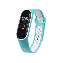 Correa compatible con XIAOMI MI BAND 5 / 6 / AMAZFIT BAND 5 ⋆ SPORT rosa claro y verde turquesa Silicona ⋆ Envío desde España