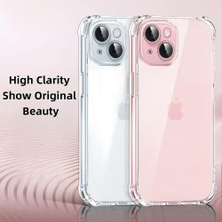 Pack Funda compatible con iPhone 15 Plus transparente con esquinas reforzadas + 3 cristales templados ⋆ Envío desde España