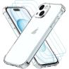 Pack Funda compatible con iPhone 15 Plus transparente con esquinas reforzadas + 3 cristales templados ⋆ Envío desde España