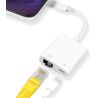 Adaptador Ethernet 2 en 1 Lightning a RJ45 ⋆ Internet por cable + carga simultánea ⋆ Compatible iPhone/iPad ⋆ 10/100 Mbps