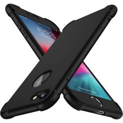 Funda compatible con iPhone 7 / 8 ⋆ Carcasa 360° con doble protector de pantalla ⋆ Silicona + PC ⋆ Color negro