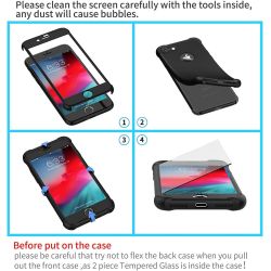 Funda compatible con iPhone 7 / 8 ⋆ Carcasa 360° con doble protector de pantalla ⋆ Silicona + PC ⋆ Color negro