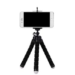 Mini trípode soporte universal tipo pulpo para móvil, cámara deportiva y cámara de fotos ⋆ Flexible ⋆ Espuma negra