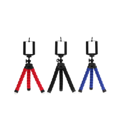 Mini trípode soporte universal tipo pulpo para móvil, cámara deportiva y cámara de fotos ⋆ Flexible ⋆ Espuma negra