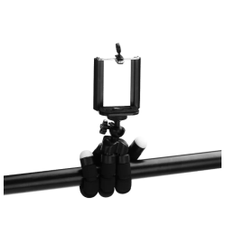 Mini trípode soporte universal tipo pulpo para móvil, cámara deportiva y cámara de fotos ⋆ Flexible ⋆ Espuma negra