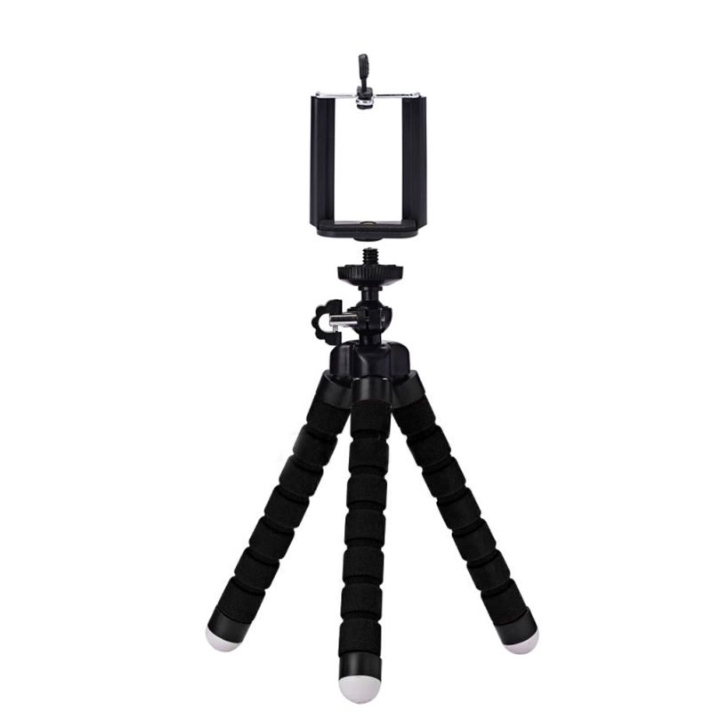 Mini trípode soporte universal tipo pulpo para móvil, cámara deportiva y cámara de fotos ⋆ Flexible ⋆ Espuma negra