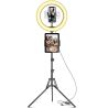 Aro de luz LED 10" con trípode 49–180 cm ⋆ 3 colores ⋆ 10 niveles de brillo ⋆ Mando Bluetooth
