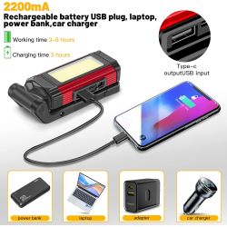 Pack 2 lámparas LED de taller recargables ⋆ Luz de trabajo COB ⋆ Base magnética ⋆ USB-C ⋆ Clase energética A