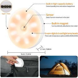 Pack 6 luces LED con sensor de movimiento recargables USB ⋆ Iluminación interior ⋆ 3 modos ⋆ Clase energética A