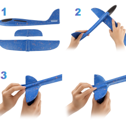 Pack 2 Aviones de juguete planeadores de espuma 38 cm ⋆ Lanzamiento a mano ⋆ +3 años ⋆ Colores aleatorios