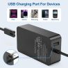 Cargador compatible 65W para Microsoft Surface ⋆ Adaptador de corriente con puerto USB ⋆ Pro / Laptop / Go