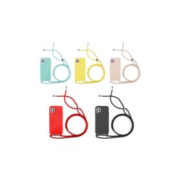 Funda compatible con HUAWEI P40 LITE * Silicona con cordón * Color amarillo