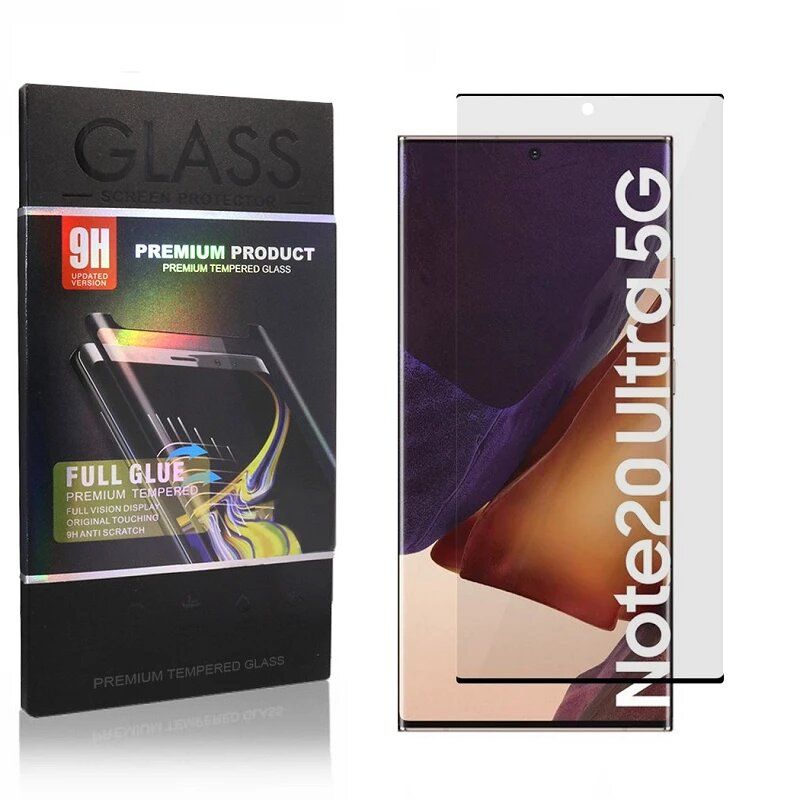 Protector de pantalla compatible con SAMSUNG GALAXY NOTE 20 ULTRA * Cristal templado curvo * Con agujero huella