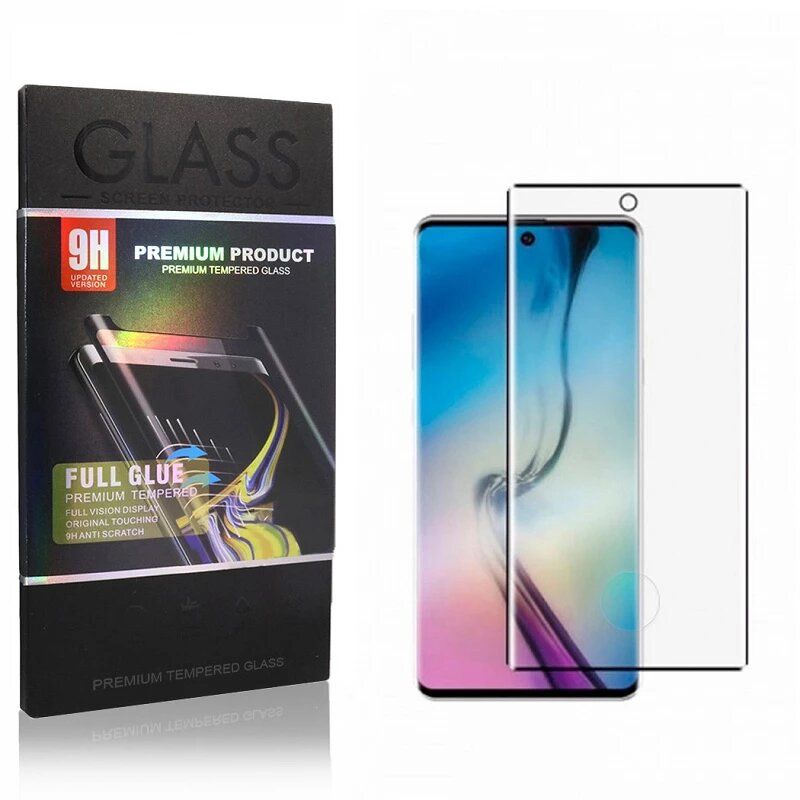 Protector de pantalla compatible con SAMSUNG GALAXY NOTE 10 PLUS * Cristal templado curvo * Borde negro