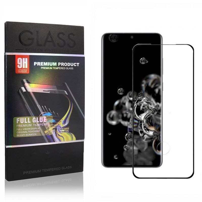 Protector de pantalla compatible con SAMSUNG GALAXY S20 ULTRA * Cristal templado curvo * Borde negro
