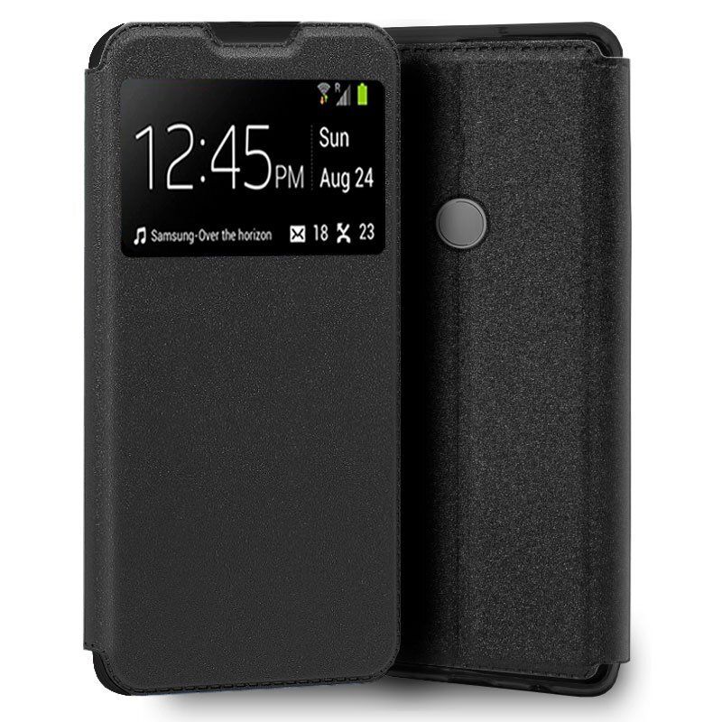 COOL Funda compatible con TCL 20R 5G * Flip cover tipo libro * Ventana frontal color negro