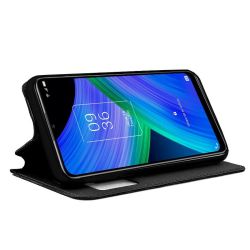 COOL Funda compatible con TCL 20R 5G * Flip cover tipo libro * Ventana frontal color negro