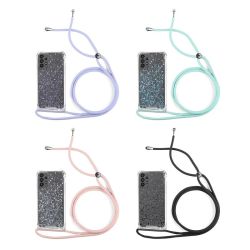 Funda compatible con SAMSUNG GALAXY A53 5G * Silicona con cordón cuerda * Brillantina turquesa