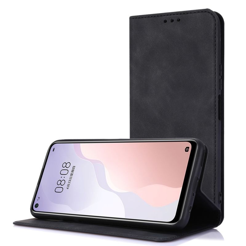 Funda compatible con TCL 205 Flip cover tapa soporte billetera tarjetero magnética polipiel Negro