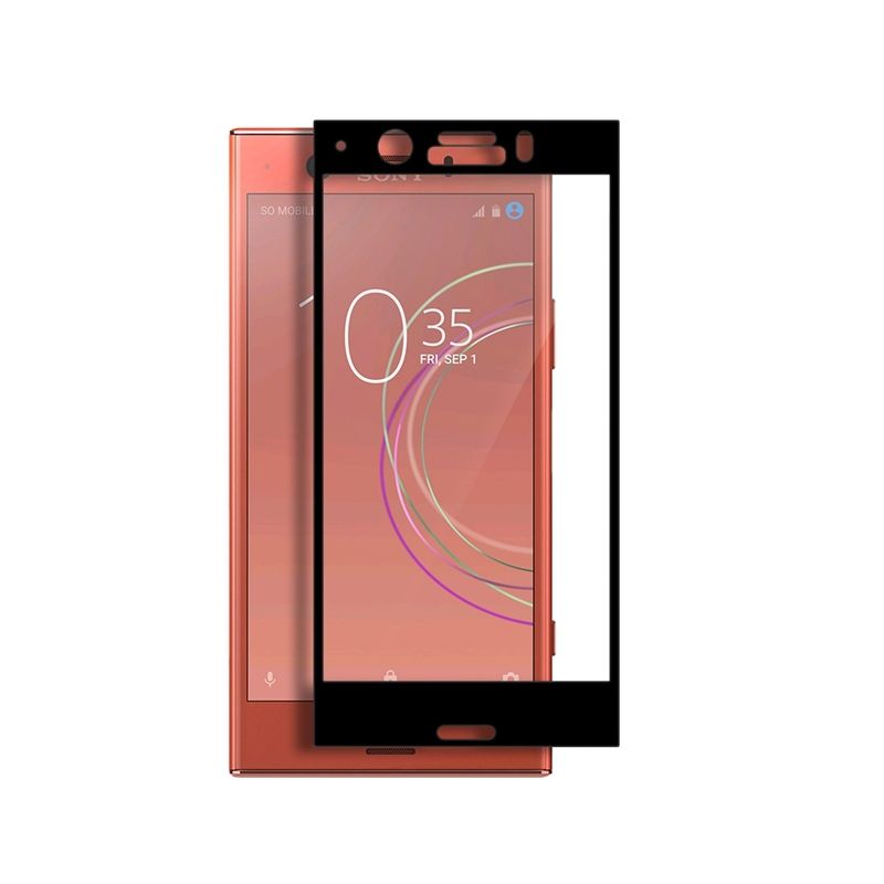 Protector de pantalla compatible con SONY XPERIA XZ1 COMPACT * Cristal templado 9H * Borde negro