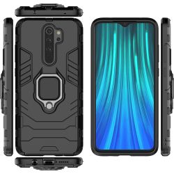 Funda compatible con XIAOMI REDMI NOTE 8 PRO Armor rígida Soporte anilla imán Negro