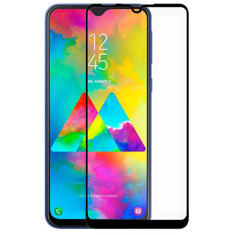 Protector de pantalla compatible con SAMSUNG GALAXY M20 Cristal templado 3D * Borde negro