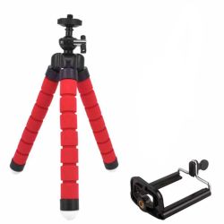 Mini trípode soporte universal para móvil, cámara deportiva, cámara de fotos * Pulpo flexible espuma rojo