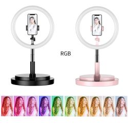 Anillo aro de luz Live Beauty RGB LED Multi color 26cm + Base negra Altura ajustable 168cm