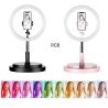 Anillo aro de luz Live Beauty RGB LED Multi color 26cm + Base negra Altura ajustable 168cm