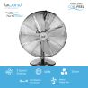 BIWOND Ventilador de sobremesa metálico Potencia 40W 12" Giratorio 3 velocidades CoolFeel