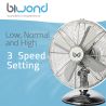 BIWOND Ventilador de sobremesa metálico Potencia 40W 12" Giratorio 3 velocidades CoolFeel