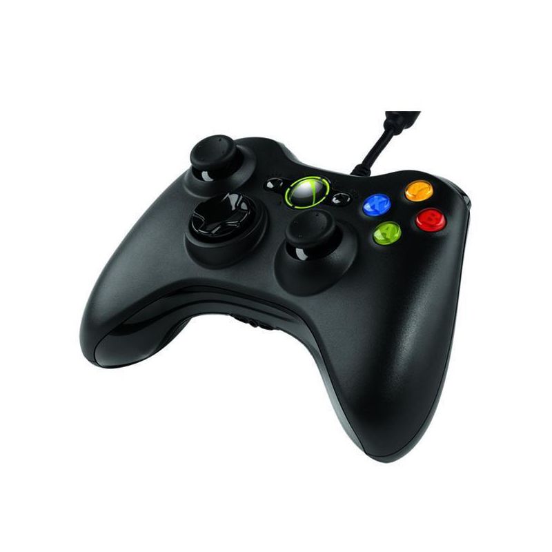 Mando compatible con Xbox 360 y PC con cable USB negro Controlador joystick joypad