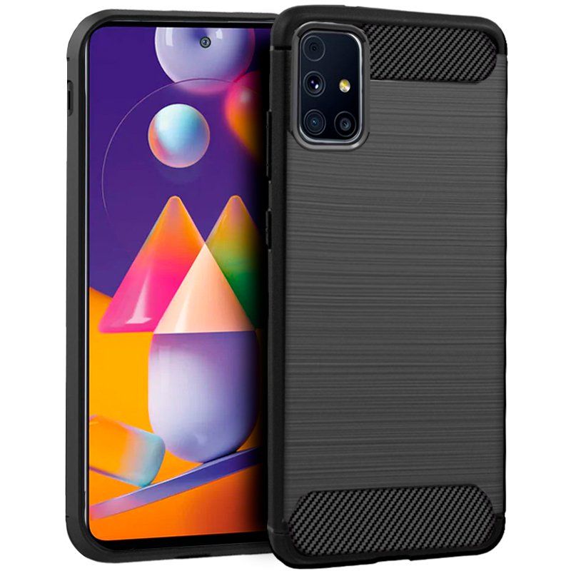 COOL Funda compatible con SAMSUNG GALAXY M31S Carbón efecto cepillado negro