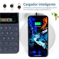 Cargador inalámbrico QI Dock Base de carga rápida magnetica 15W Móviles IOS Android - Blanco