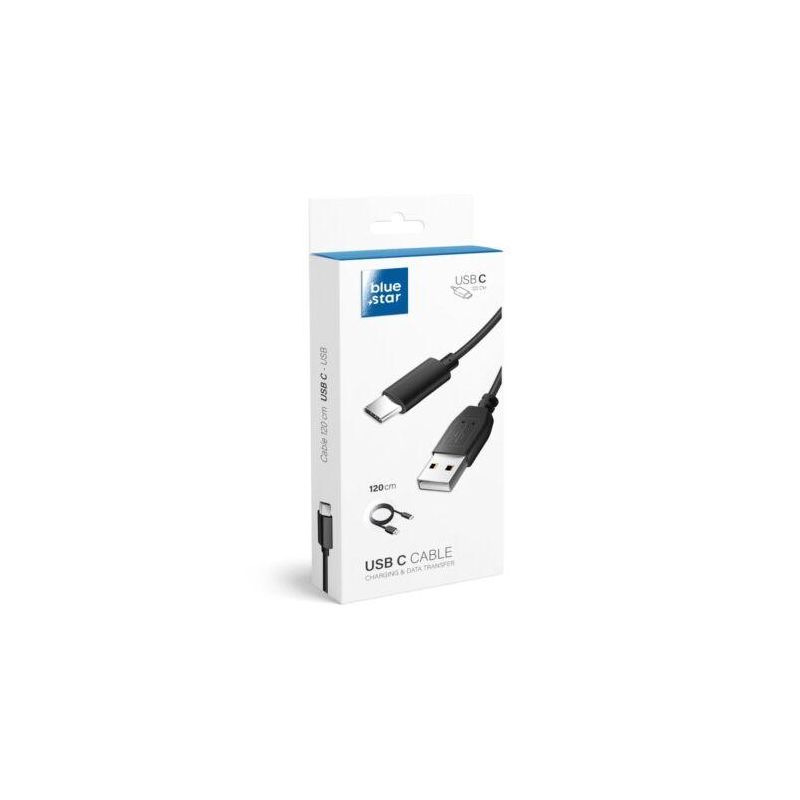 BLUE STAR Cable USB 2.0 a tipo C USB-C Carga rápida y transferencia de datos / 1.2m negro