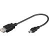 Cable adaptador OTG USB hembra a Mini USB macho ⋆ Color negro ⋆ Compatible con dispositivos USB
