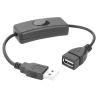 Cable alargador USB 2.0 macho / USB 2.0 hembra con interruptor 28cm Negro