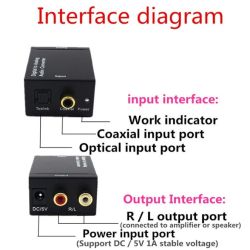 Convertidor de audio digital a analógico * Salida 3.5mm y coaxial óptica * Para audio TV y home cinema