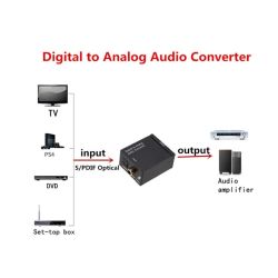 Convertidor de audio digital a analógico * Salida 3.5mm y coaxial óptica * Para audio TV y home cinema